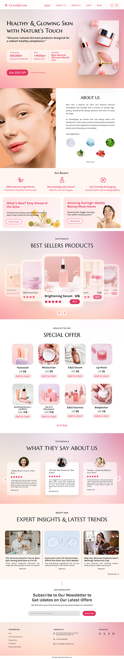 Glam & Glow - Beauty Web Design beauty branding graphic design homescreen mobile apps skincare ui ui design ux ux research web design website