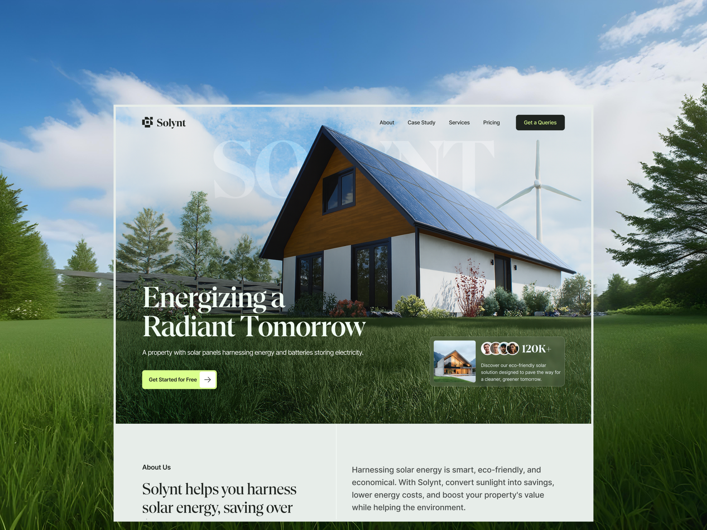 Solar Energy Solutions Landing Page design eco energy solutions environmental figma green energy landing page landing page design minimalistdesign renewable energy solar solar energy solar panels sustainable ui ui design ux web design website website design