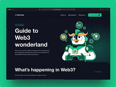 Normies Blog Page blog branding crypto design illustration landing page off ramps on ramps ui web3