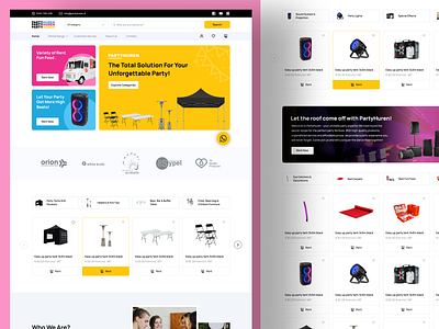 PartyHuren app design branding catering website design ecommerce ecommerce store electronics online shop figma graphic design landing page marketplace online store party products party website design picnic landing page shopify ui web design website design