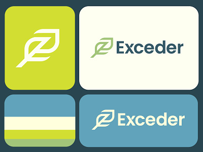 Exceder Brand Identity modern leaf icon