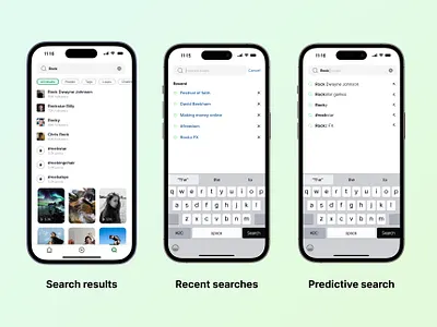 Search on social media platform predictive recent
