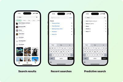 Search on social media platform predictive recent