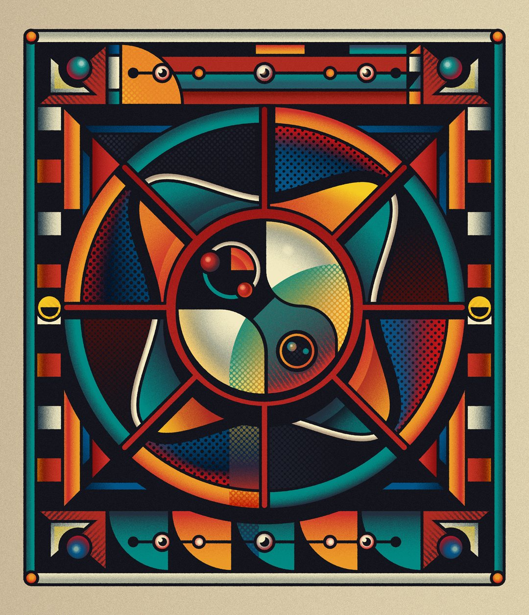 Unicorn Without a Horn abstract geometrical illustration modenism texture vintage