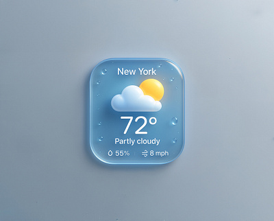 Apple Weather Widget in Liquid Glass 3d apple design ios26 liquid glass neumorphism ui ui design ux design widget