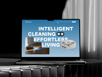 Smart IoT Device Landing Page Website Design – Cleanova device mockup home automation home page internet of things iot iot devices iot website landing page minimalis minimalist product product design smart device smart home typography ui design ux web web design website design