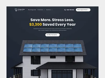 Solar Landing page ui design branding corporate creative eco figma glass effect graphic design home solar install modern design redesign service solar system solar ui design ui uiux design user interface design ux design website website redesign