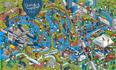Chattajack Boat Race Illustration boat race detailed illustration illustration isometric artwork isometric illustration map map illustration race illustration wheres waldo wheres wally wimmelbild