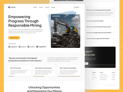 GoldHub – Mining Industry Website Design for Industrial Services construction company web design corporate environmental website engineering firm website ethical mining company framer business template framer industrial site gold mining landing page heavy equipment company site industrial landing page infrastructure website ui investor relations landing page mining website design oil and gas web layout resource development ui shopify site operations page design sustainable mining website webflow mining website website design