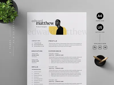 Resume/CV branding cover letter creative cv cv template design graphic design illustration minimal modern professional resume resume template ui us letter vector word