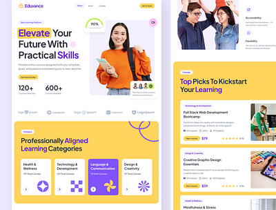 Eduvance – Education Website UI Figma edtech ux education website eduvance ui figma design figma template hero section design homepage ux learning homepage modern education ui online learning design responsive ux student friendly ui inspiration ui showcase ui trends ux for education web ui design