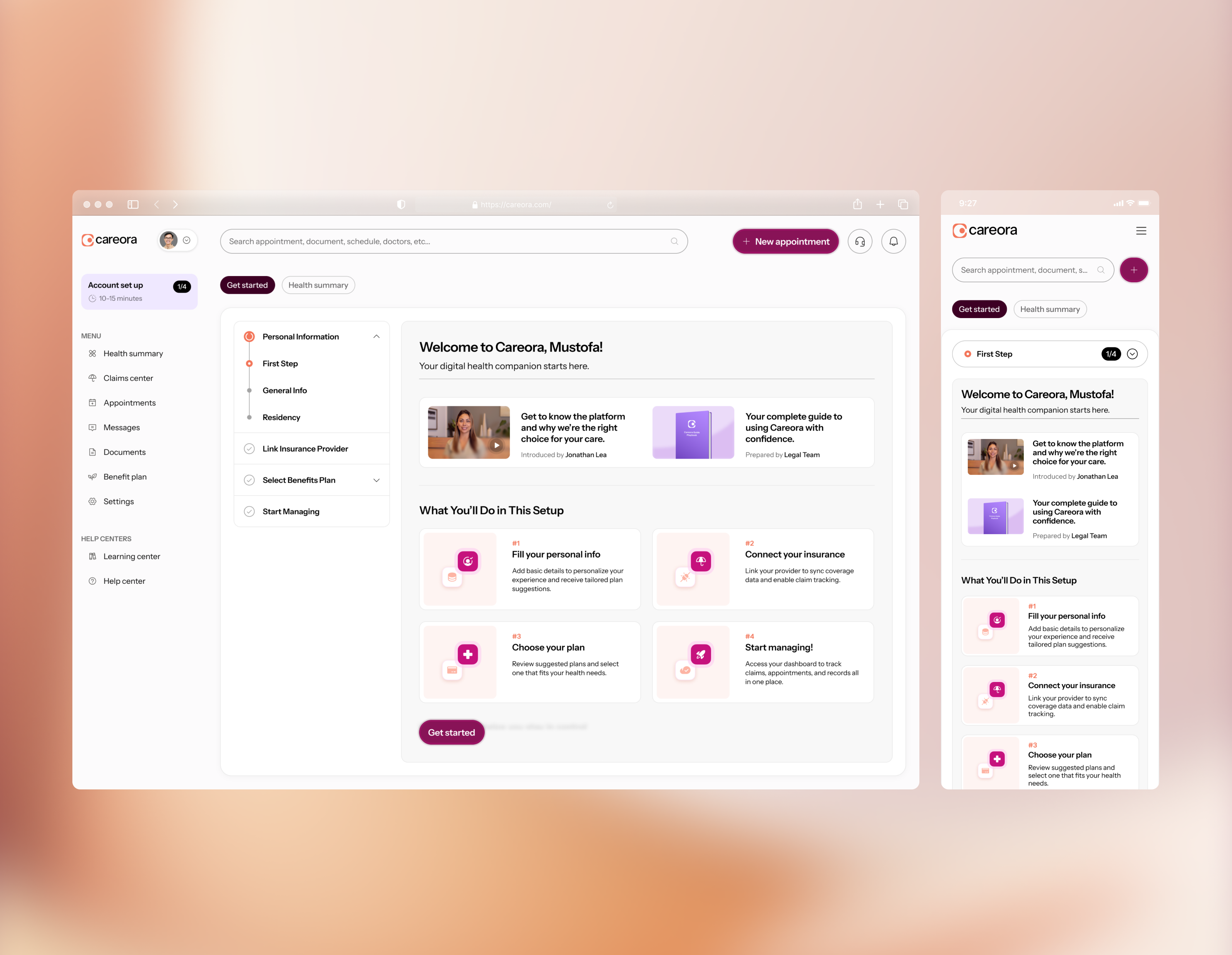 Careora – Responsive Account & Settings Dashboard dashboarddesign healthcareapp productdesign responsiveui saasdesign