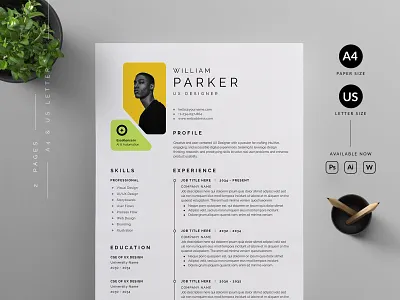 Resume/CV branding cover letter creative cv cv template design graphic design illustration minimal modern professional resume resume template ui us letter vector word