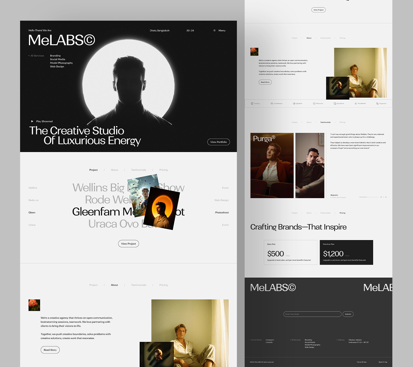 Agency Website clean design creative agency website dark mode ui elegant ui minimalist website modern ui portfolio website studio website ux ui design web design