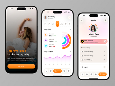 Sleep Tracker Mobile App UI UX Design android app chart cycle dashboard design health interface ios kids mobile music sleep statistics track ui ux