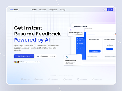 Resume Maker With AI For Job careers hero section hiring hiring website ux job application job board job finder job listing job platform job portal job search ai job serach ui job uiux job website design landing page recruitment remote job resume maker talent website top hiring