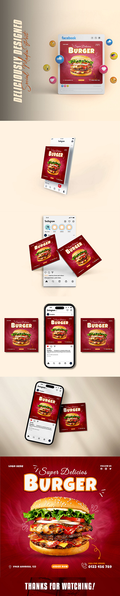 Social Media Post Design branding clean layout food design food social media design restaurant branding social media social media banner design social media design