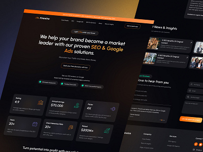 Full-Funnel SEO & Google Ads Agency Website b2b case study conversion darkmode dashboard dataviz digitalagency figma googleads gradient landingpage responsive saas seo ui uidesign uiux ux uxdesign webdesign