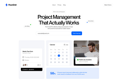 FlowGrid graphic design hero section home page landing page saas saas website ui design ux design web design website