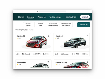 Barcly's Car Rental car car rental cars landing page rental uiux