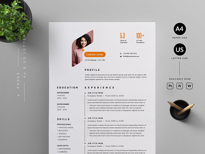 Resume/CV branding cover letter creative cv cv template design graphic design illustration minimal modern print professional resume resume cv resume template template ui us letter vector word