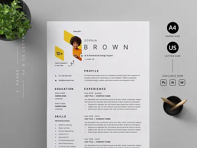 Resume/CV branding cover letter creative cv cv template design graphic design illustration minimal modern professional resume resume cv resume template ui us letter ux vector word