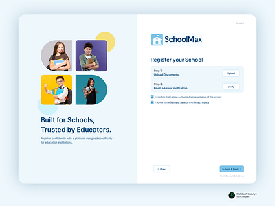 School Admin Portal UI admin portal admin ui artistic rishi branding dashboard design graphic design illustration login screen management popups portal registration rishikesh malviya school signin ui ui uiux upload document verify