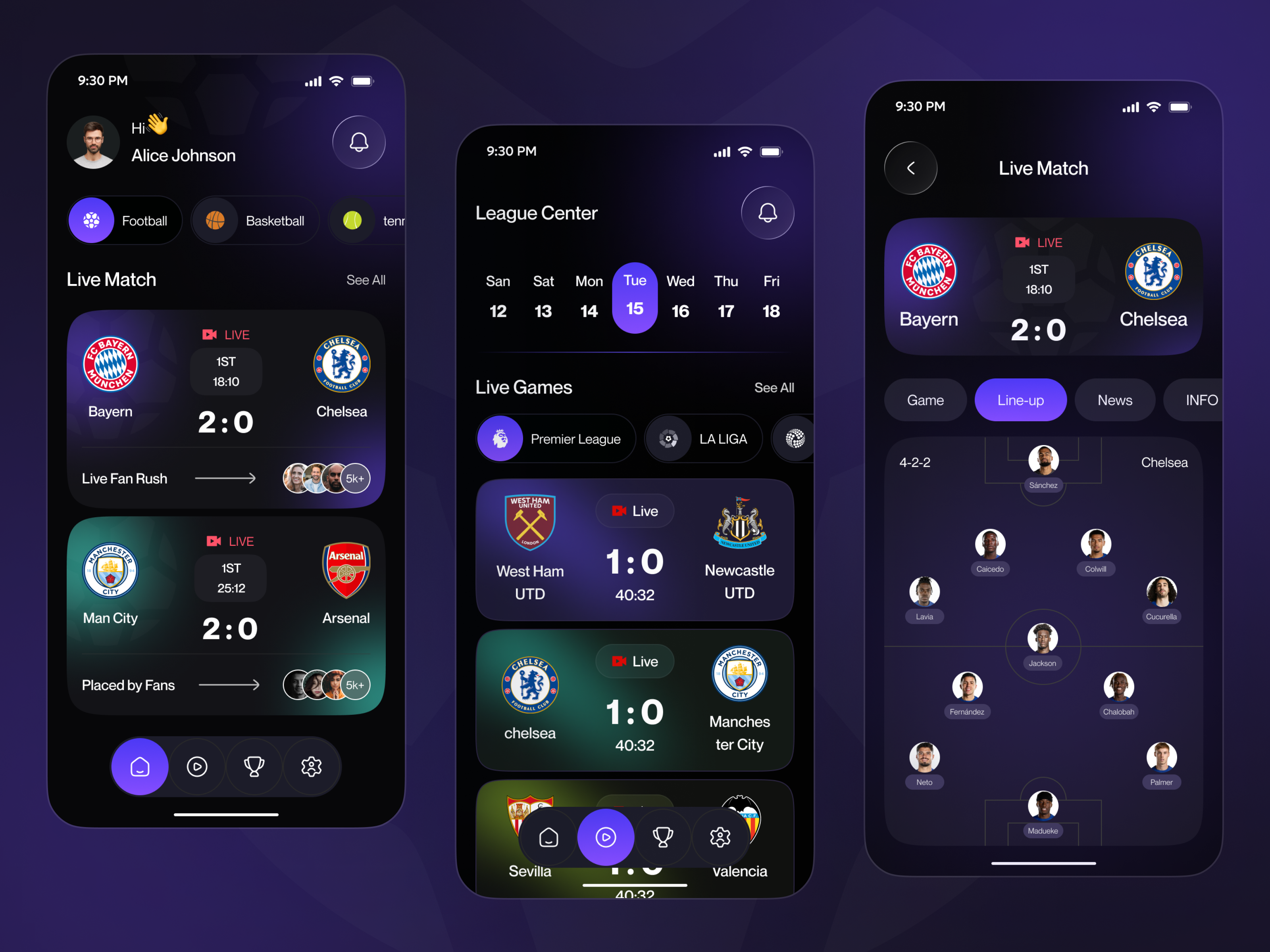 Example of Sports Mobile App UI/UX Design