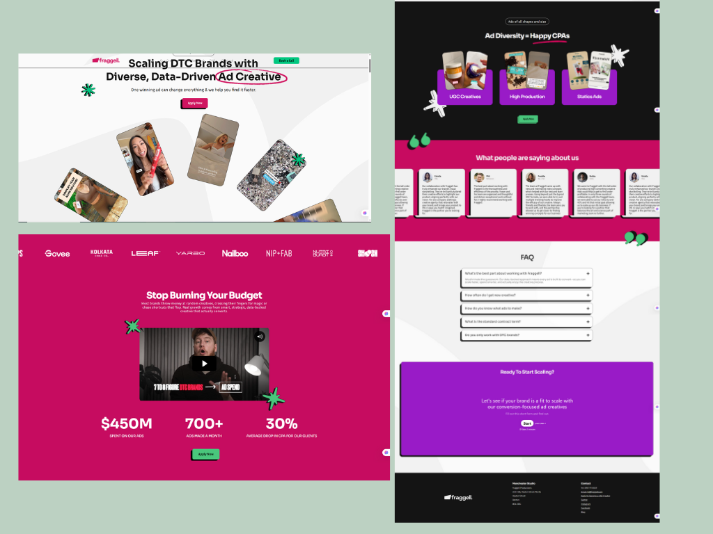 Fraggell : customized framer website with animation integration animation branding component design figma framer graphic design illustration landing page uiux web design webflow