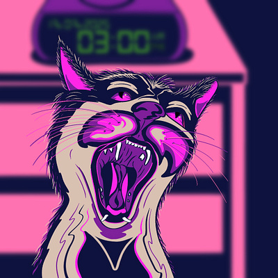 Neon Scream Cat art cat illustration procreate speedart timelapse