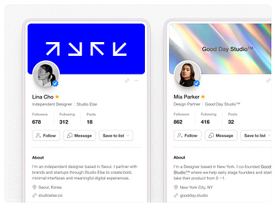 Designer profiles — Untitled UI bio product design profile social media ui design user interface user profile