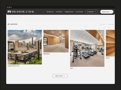 The Baltic Canal Amenities Cards amenities animation building cards design real estate ui uiux visual web web design