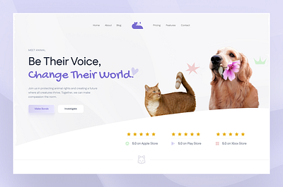 🐾SafePaws-HeroPage🐾 3d animal animation branding cat dog graphic design hero landingpage logo motion graphics pet safe ui ux uı