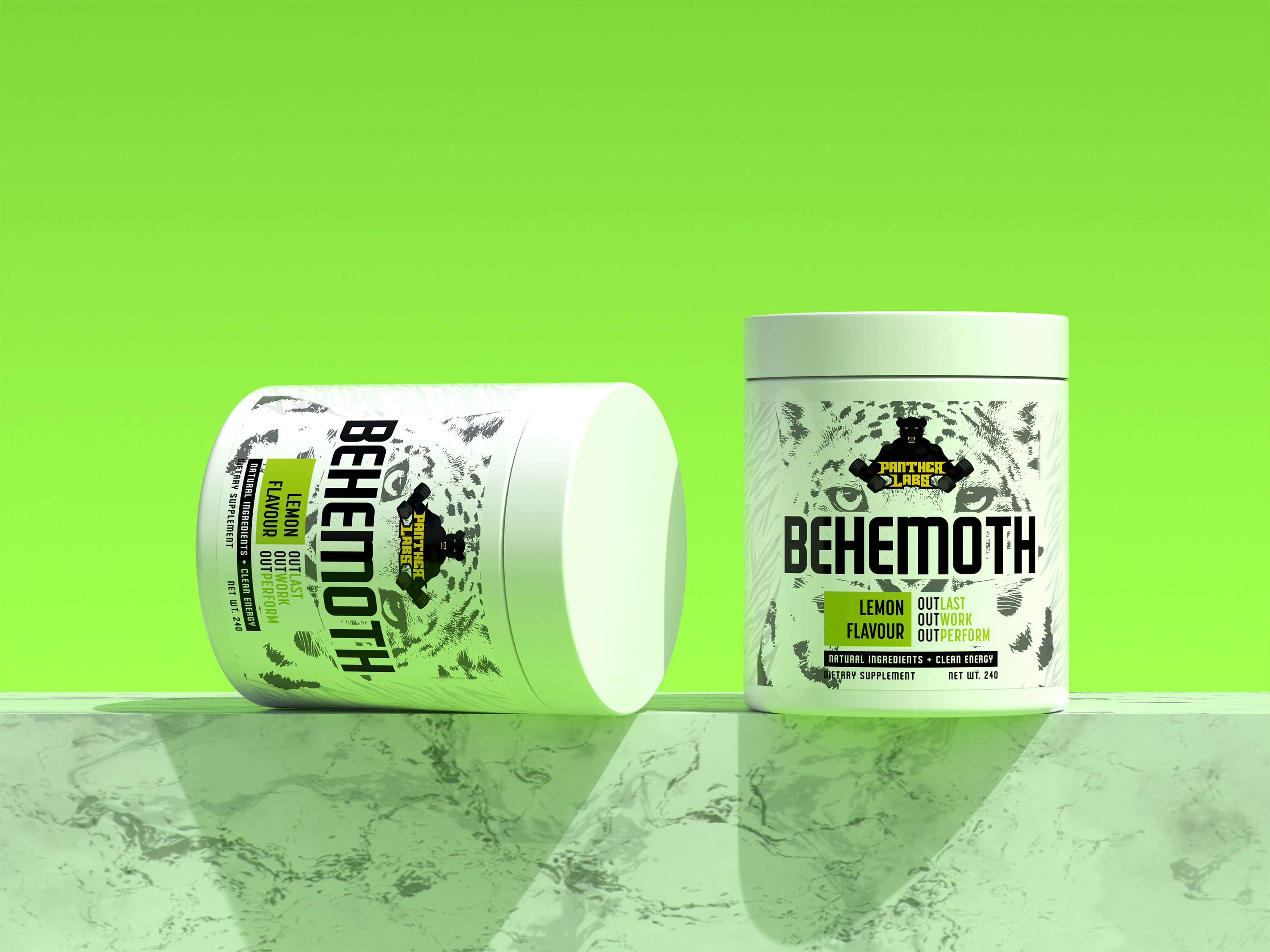 Supplement label design for Panther Labs blender bold capsule dietary supplement gym illustrator label design landing page packaging design panther product supplement label ui ux vitamin web design workout