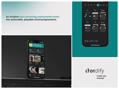 Redesigning Chordify. Mobile app case study. app design case study chords interface learning app mobile music app redesign ui ux