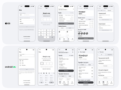 Hi-Fi Wireframes for Telecom App — iOS & Android Flows android app hi fi wireframes high fidelity wireframes inple ios mobile app telecom ux