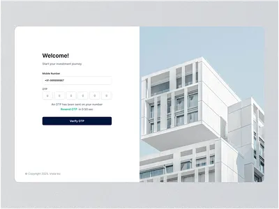 Login Page - Mobile Number mobile number otp saas web app web ui
