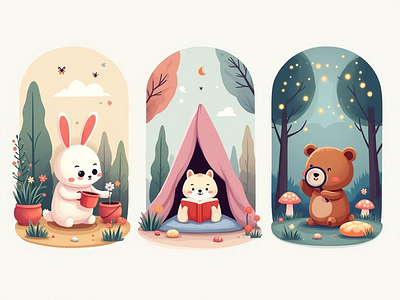 Cute Animal Illustration | AI Character | ChatGPT | Robot adventure animation character design cute graphic design illustration logo motion graphics soft colors storybook ui