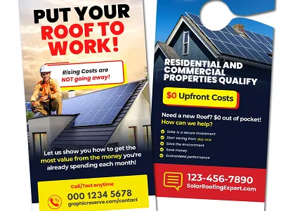 Solar Roofing Door Hanger Design – Canva Template canva door hanger door hanger door hanger design door hanger template solar solar door hanger solar door hanger template