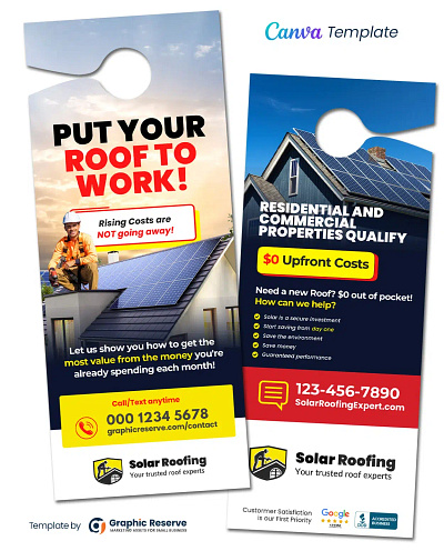Solar Roofing Door Hanger Design – Canva Template canva door hanger door hanger door hanger design door hanger template solar solar door hanger solar door hanger template
