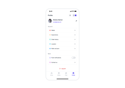 Profile page account clean design minimal mobile app profile profile ui settings settings ui ui user