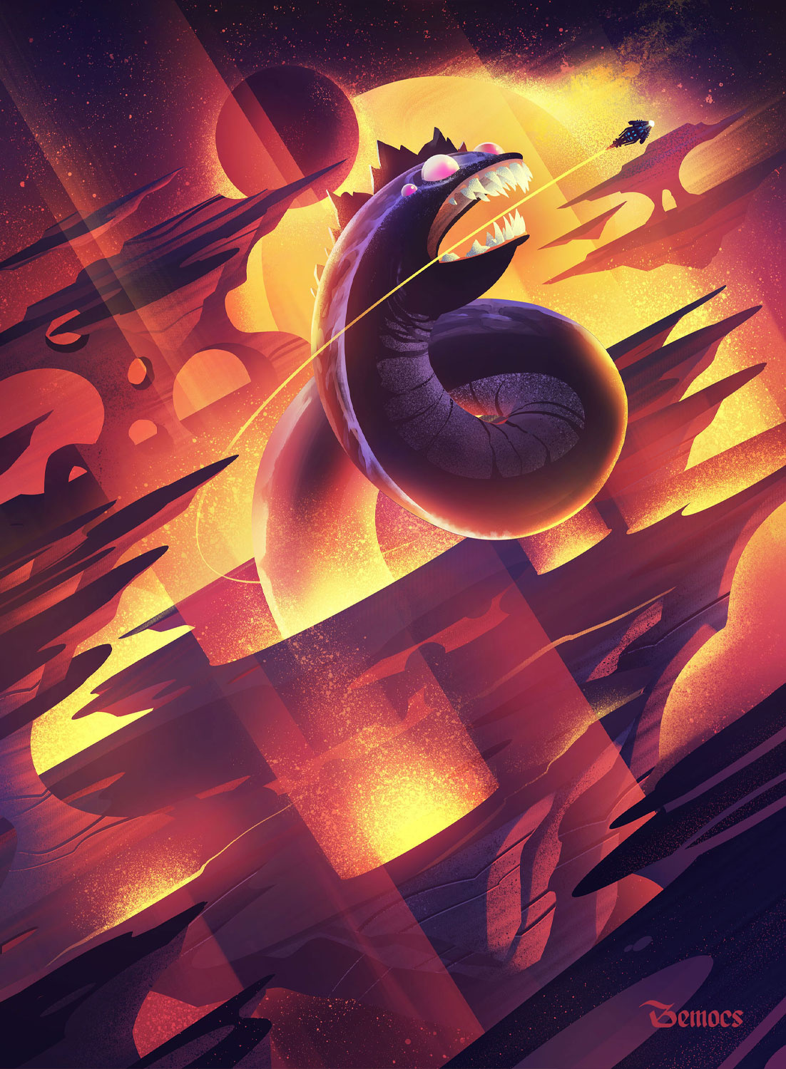 Bonders' Enclave board game fantasy game art illustration retro sci fi space vintage