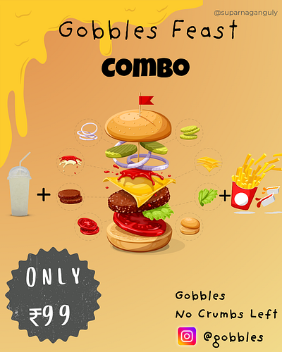 Burger Combo Poster 🍔🍟🧃🎨 animation branding graphic design logo motion graphics