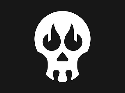 Modern Skull Fire Flame Logo For Sale automotive badass bone burnt death devil fire flame ignite monster skull tech