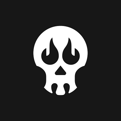 Modern Skull Fire Flame Logo For Sale automotive badass bone burnt death devil fire flame ignite monster skull tech