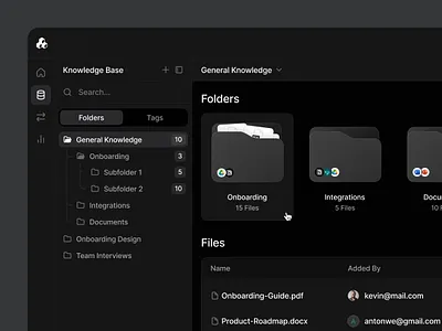 AI Knowledge Base ai base dark documents folder knowledge mode table