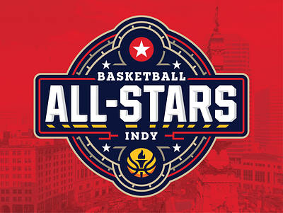 2026 Basketball All-Stars - Indy all stars basketball logo blue branding circle event logo fever indianapolis indy logo pacers red and yellow