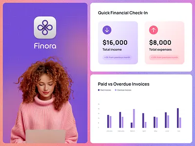 Finance Dashboard | Business Analytics businessanalytics chartdesign cleanui dashboardui expensemanagement financeui financialdashboard financialinsights finoraapp fintechdesign fintechux gradientui incometracking invoicetracker minimaldesign paidinvoices saasapp smallbusinesstools uxforfinance webappdesign