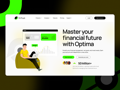 FinTrust Landing Page branding classic design uiux
