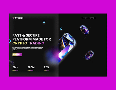 Crypto trading website hero section